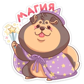 🔮 d8b122ac МАГИЯ dog, wizard, magic, cute, animal, cartoon telegram sticker