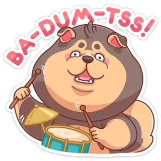 🥁 fc441635 BA-DUM-TSS! dog, drum, joke, pun, ba dum tss, cartoon, animal telegram sticker