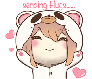 ☺️ 07da3409 Sending Hugs...... 可爱, 拥抱, 卡通, 动漫, 卡哇伊, 熊, 爱 telegram sticker