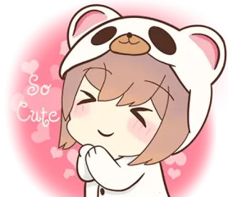 😆 2a3728ae So Cute 可爱, 动漫, 卡通, 卡哇伊, 熊, 女孩, 贴纸 telegram sticker