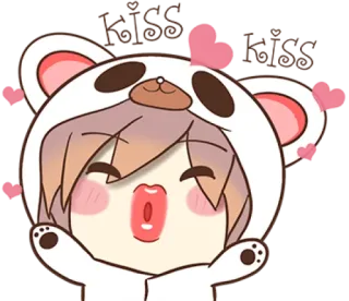 😘 48b5e660 Love you 可爱, 爱, 熊, 卡通, 爱心 telegram sticker