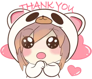 🥺 6301f6bb THANK YOU 谢谢, 可爱, 卡哇伊, 动漫, 熊, 帽衫, 心 telegram sticker