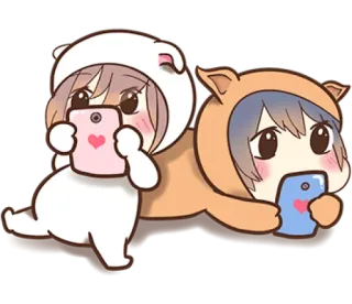 😤 d2c53904 动漫, 可爱, 卡哇伊, 女孩, 帽衫, 数字艺术 telegram sticker