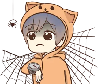 😕 f4e8f765 动漫, 卡通, 角色, 连帽衫, 手表, 担心 telegram sticker