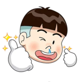⭕ 025ccac9 卡通, 男孩, 点赞, 表情符号, 贴纸 telegram sticker