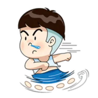 🏃 dc09ed11 卡通, 跑步, 生气, 男孩, 汗水, 运动 telegram sticker