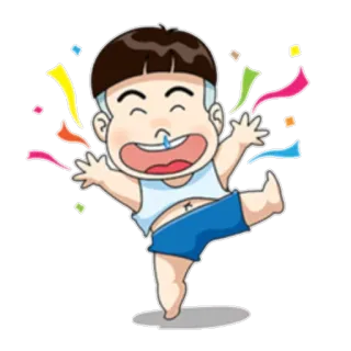 🎉 ebbbd898 卡通, 庆祝, 彩带, 男孩, 跳舞 telegram sticker