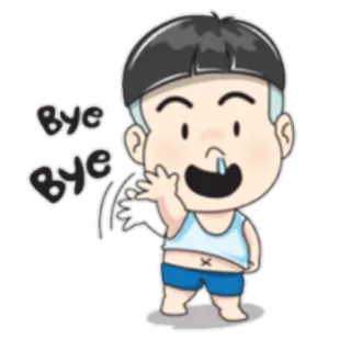 🙋 34d5b5a8 Bye Bye 卡通, 儿童, 再见, 挥手, 插图 telegram sticker