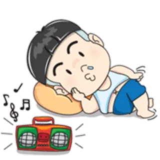 📻 5d0f601b 卡通, 音乐, 广播, 男孩, 儿童, 放松 telegram sticker