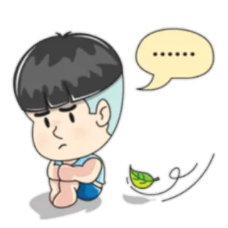 😢 a4635e84 悲伤, 思考, 卡通, 男孩, 沮丧, 忧郁 telegram sticker