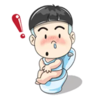 ❗ dcfbc074 卡通, 厕所, 震惊, 惊讶, 浴室, 感叹号, 坐着 telegram sticker