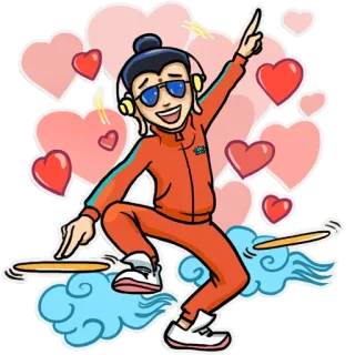 😍 5001a38f muzyka, DJ, serca, taniec, anime telegram sticker