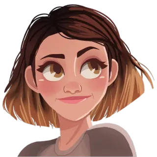 🙂 5f9dada8 女人, 黑发, 肖像, 卡通, 人物, 女性 telegram sticker