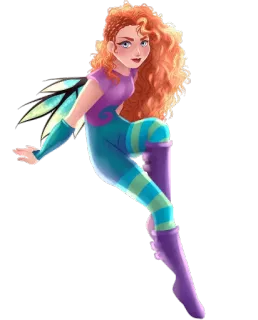 🏃‍♀ d68fcdc4 仙女, 翅膀, 魔法, 幻想, 卡通, 女孩, 女巫, 红发 telegram sticker