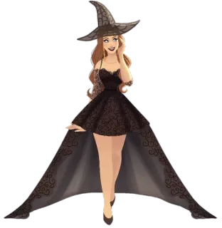 😁 e5263a6f 女巫, 连衣裙, 女人, 万圣节 telegram sticker