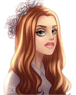 😒 fefaeb52 女人, 女孩, 肖像, 卡通, 插画 telegram sticker