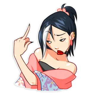 🖕 a8ad1ada Aufkleber, Mädchen, Stinkefinger, beleidigende Geste, Cartoon, Frau, Ausdruck, Einstellung whatsapp sticker