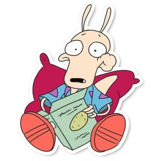 🍿 08c4c60b Rocko Rocko's Modern Life Desenho animado, A vida moderna de Rocko, Nickelodeon, Anos 90, Wallaby, Personagem telegram sticker