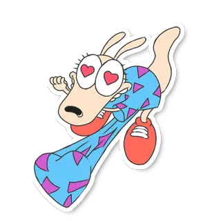 😍 9e707672 Rocko Rocko's Modern Life Rocko, Desenho animado, Nickelodeon, Wallaby, Anos 90, Fofo, Olhos de coração, Retrô, Personagem, Animado telegram sticker