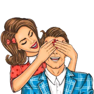 💏 3b3bdf9b para, niespodzianka, miłość, kreskówka, zakryte oczy, rozbrykany telegram sticker