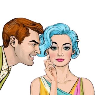 💑 880daa8a Pop Art, Para, Szeptanie, Vintage, Romantyzm, Flirt telegram sticker
