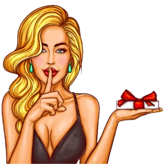 🎁 94ecc474 kobieta, prezent, prezent, cisza, sekret, kreskówka telegram sticker