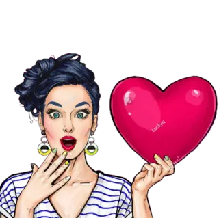 ❣ ef56a6d4 kobieta, pop art, naklejka, serce, kreskówka telegram sticker