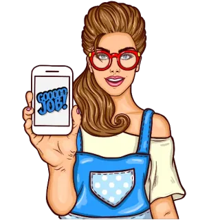 🤓 fbb2a1ce GOOD JOB! kobieta, telefon, okulary, praca, dziewczyna, dobrze telegram sticker
