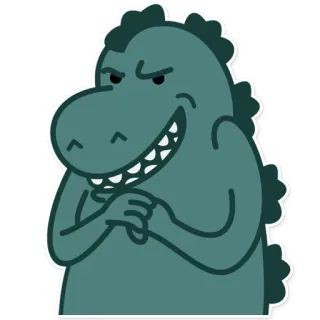 😈 78960149 динозавр, монстр, мультфильм, рептилия, ухмыляющийся, замышляющий telegram sticker