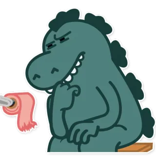 😔 cfb42202 динозавр, туалет, ванная, мультфильм, рептилия, смешной telegram sticker