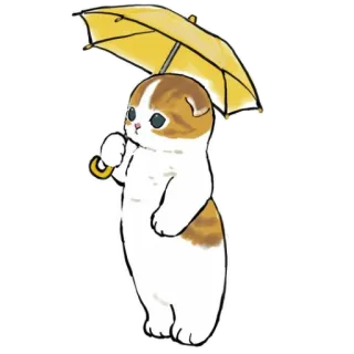 😞 3e4dfb17 고양이, 우산, 귀여운, 동물, 카와이, 스티커, 노란색 telegram sticker