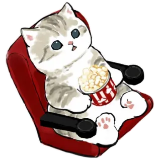 🎥 c28e2fad 고양이, 새끼 고양이, 영화, 팝콘, 영화관, 귀여운, 애완 동물, 동물 telegram sticker