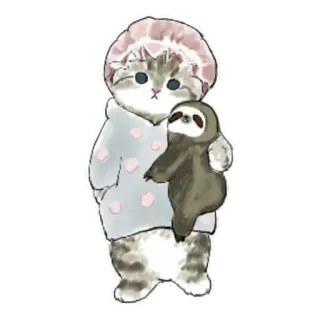 😴 6ae489e9 gatto, bradipo, carino, animale, cartone animato, adesivo telegram sticker