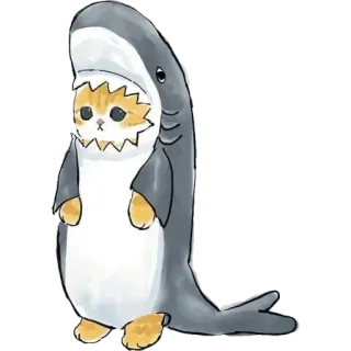 😐 9cebbe71 gatto, squalo, animale, costume, carino, kawaii, animale domestico, gattino telegram sticker