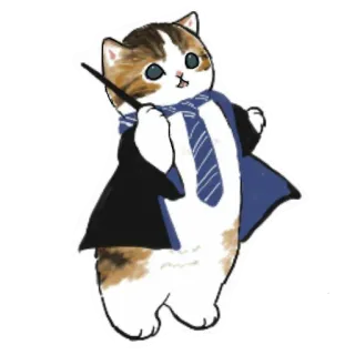 🧙‍♀ e09a5399 gatto, mago, magia, carino, sciarpa, illustrazione, animale telegram sticker