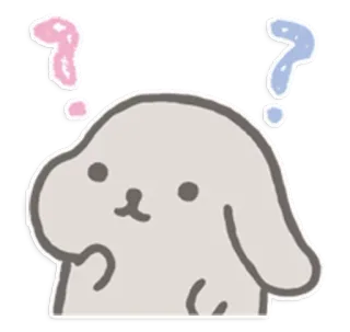 🌳 69373e83 cane, punti interrogativi, pensando, carino, animale, cartone animato whatsapp sticker