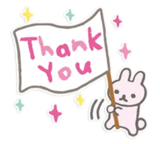 ☺️ e4346591 Thank You grazie, coniglio, carino, bandiera, saluto whatsapp sticker