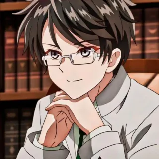 😌 300ba459 Anime, Pria, Kacamata, Senyum, Karakter whatsapp sticker