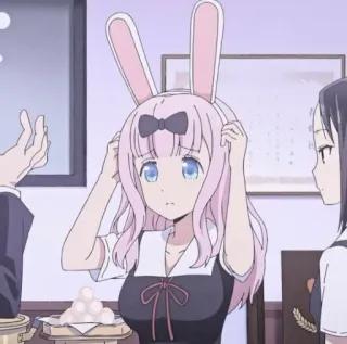 🌸 4e95319c Chika Fujiwara Kaguya-sama: Love Is War anime, Chika Fujiwara, orecchie da coniglio, Kaguya-sama, Love is War, carino telegram sticker