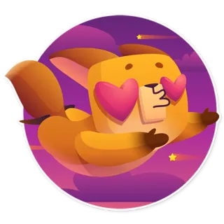 😍 90952090 Мультик, Летающий, Любовь, Милый, Животное, Глаза-сердечки telegram sticker