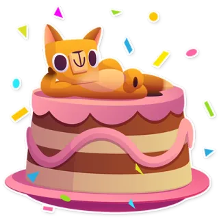 🍰 9f554d7a кот, торт, день рождения, праздник, вечеринка, милый, мультфильм telegram sticker