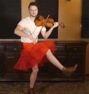 👯 2974a24a violon, tutu, homme, musique, rouge, jupe, musicien telegram sticker