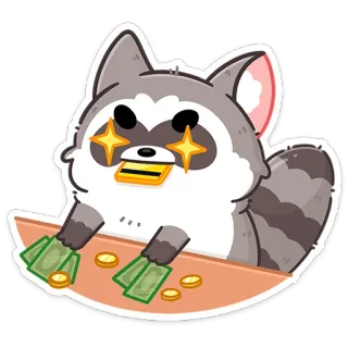 🤩 4e962102 wasbeer, geld, creditcard, rijkdom, cartoon, sticker whatsapp sticker