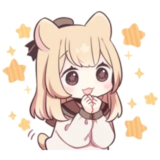 💕 006ebd48 Anime, Kawaii, Mignon, Chibi, Fille, Étoiles telegram sticker