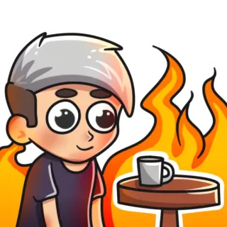 🔥 c961982f Cartoon, Feuer, Kaffee, Tisch, Figur telegram sticker