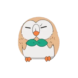 🤨 032500f6 Rowlet Pokemon покемон, rowlet, милый, сова, мультфильм whatsapp sticker