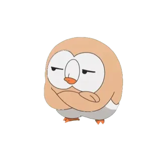 🙄 0f570aaf Rowlet Pokemon Роулет, Покемон, сова, мультфильм, сонный, милый, аниме, видеоигра whatsapp sticker
