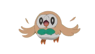 😮 15026bdb Rowlet Pokemon Покемон, Роулет, сова, видеоигра, персонаж, милый whatsapp sticker
