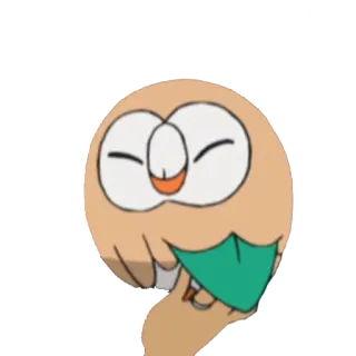 😐 169809c2 Rowlet Pokemon Покемон, Роулет, сова, трава, стартовик, милый whatsapp sticker