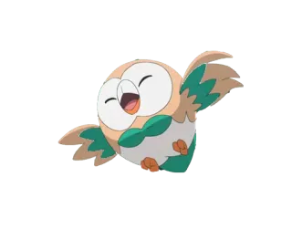 😁 3d517fa9 Rowlet Pokemon покемон, роулет, сова, летающий, милый, аниме whatsapp sticker